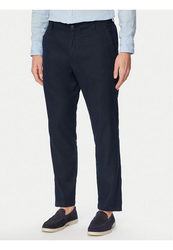 BOSS Chinosy Sanderson-L-3 50559595 Granatowy Regular Fit. Kolor: niebieski. Materiał: len