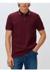 Reserved - Koszulka polo z bawełny merceryzowanej - bordowy. Typ kołnierza: polo. Kolor: czerwony. Materiał: bawełna