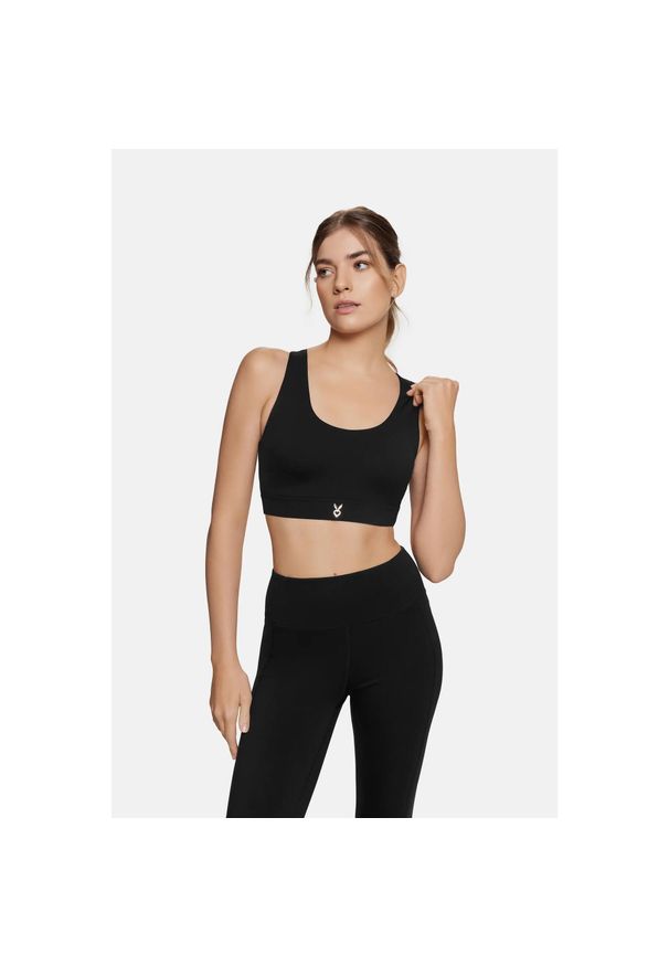 Cardio Bunny - Crop top damski Light Cardiobunny na ramiączka. Kolor: czarny