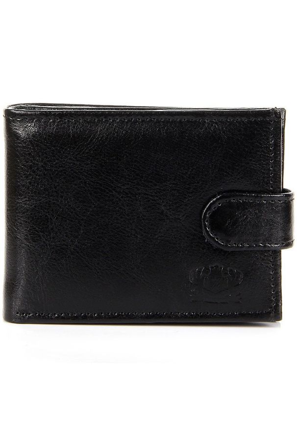 DAN-A - Skórzany portfel męski P156 czarny. Kolor: czarny. Materiał: skóra