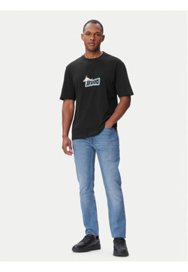 Hugo - HUGO T-Shirt Nadero 50566032 Czarny Regular Fit. Kolor: czarny. Materiał: bawełna