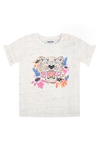 Kenzo kids - KENZO KIDS - Szary t-shirt z nadrukiem tygrysa 0-3 lata. Kolor: szary. Materiał: bawełna. Długość rękawa: krótki rękaw. Wzór: nadruk. Sezon: lato