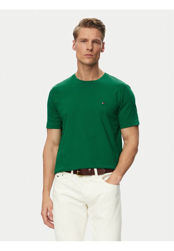 TOMMY HILFIGER - Tommy Hilfiger T-Shirt Ess Seasonal MW0MW39995 Zielony Regular Fit. Kolor: zielony. Materiał: bawełna