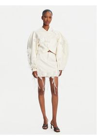 ROTATE Marynarka 3D Lily 113885857 Écru Relaxed Fit. Materiał: syntetyk