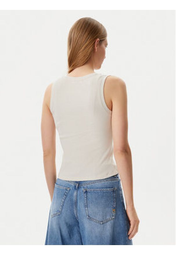 Tommy Jeans Top DW0DW21369 Beżowy Slim Fit. Kolor: beżowy. Materiał: bawełna