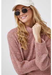 only - Only Sweter damski kolor różowy. Okazja: na co dzień. Kolor: różowy. Materiał: dzianina. Długość rękawa: długi rękaw. Długość: długie. Styl: casual #5