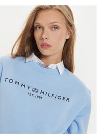 TOMMY HILFIGER - Tommy Hilfiger Bluza Logo WW0WW39791 Błękitny Regular Fit. Kolor: niebieski. Materiał: bawełna #3