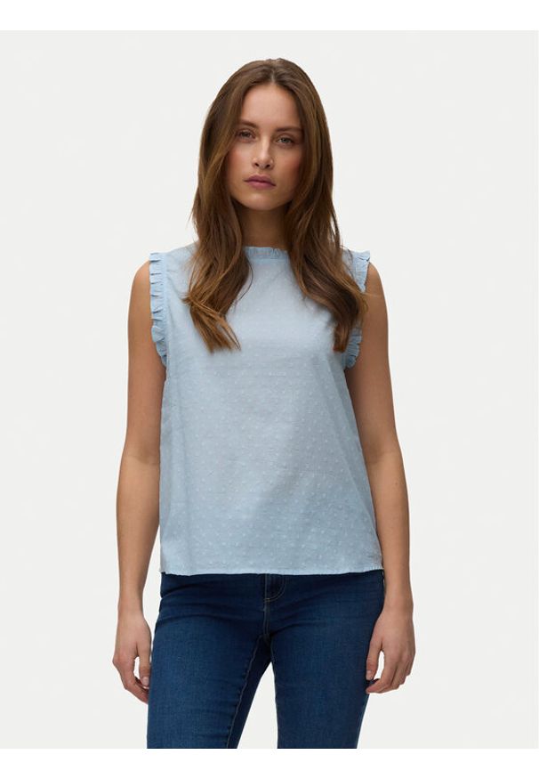 Vero Moda Top Trine 10342734 Niebieski jasny Regular Fit. Kolor: niebieski. Materiał: bawełna
