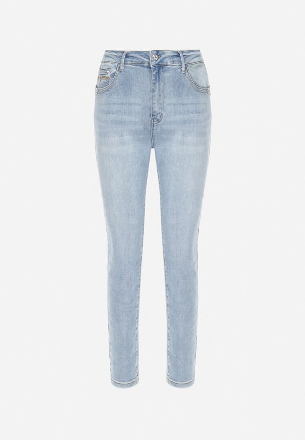 Born2be - Jasnoniebieskie Jeansy o Dopasowanym Fasonie z Regularną Talią i Przetarciami Arinle. Okazja: na co dzień. Kolor: niebieski. Styl: klasyczny, casual