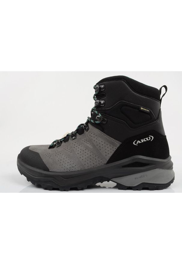 Buty sportowe trekkingowe męskie Aku Adapta Gore-tex na szlak w góry. Kolor: czarny, szary, wielokolorowy. Materiał: skóra, materiał. Szerokość cholewki: normalna. Technologia: Gore-Tex. Sport: wspinaczka