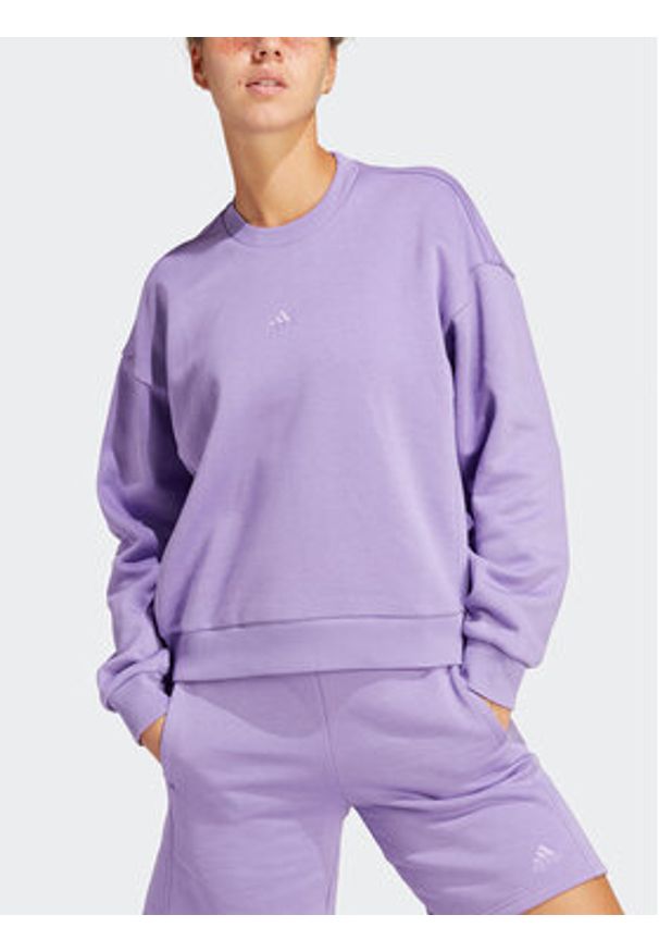 Adidas - adidas Bluza ALL SZN Fleece Sweatshirt IC6450 Fioletowy Loose Fit. Kolor: fioletowy. Materiał: bawełna