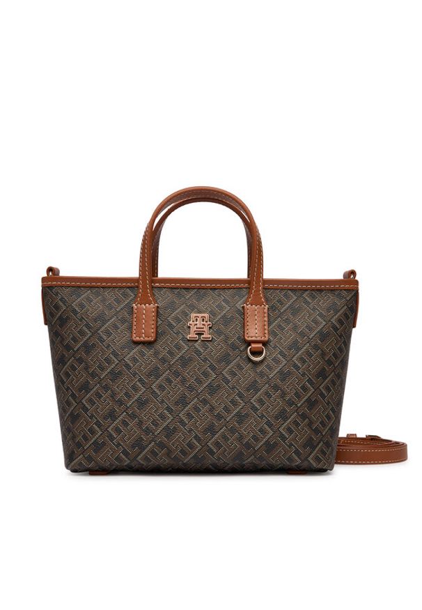 TOMMY HILFIGER - Tommy Hilfiger Torebka Th Monoplay Mini Tote Le AW0AW18848 Czarny. Kolor: czarny. Materiał: skórzane