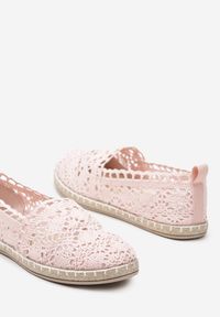 Born2be - Różowe Espadryle Prannes. Okazja: na co dzień. Kolor: różowy. Materiał: materiał. Wzór: ażurowy, ze splotem, aplikacja. Styl: boho, casual