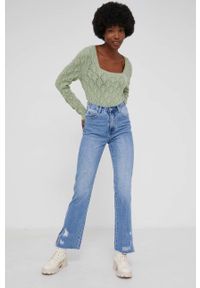 Answear Lab Jeansy bawełniane damskie medium waist. Kolor: niebieski. Styl: wakacyjny