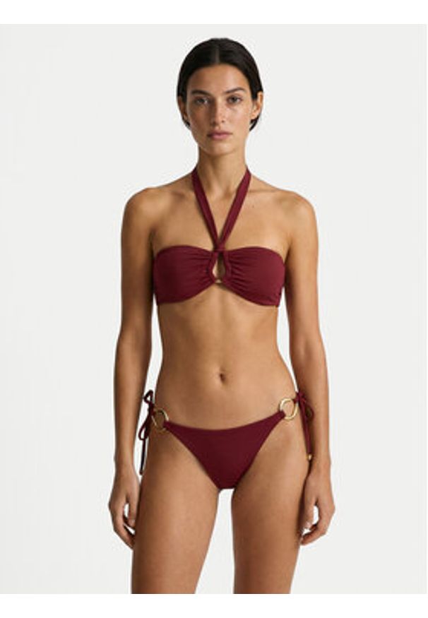 Guess Góra od bikini E6GJ15 KF590 Bordowy. Kolor: czerwony. Materiał: syntetyk