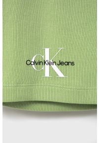 Calvin Klein Jeans szorty dziecięce kolor zielony z nadrukiem. Kolor: zielony. Materiał: dzianina. Wzór: nadruk #3