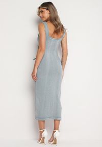 Born2be - Jasnoniebieska Bawełniana Sukienka na Ramiączkach ze Ściągaczami i Wycięciami po Bokach Nestanina. Kolor: niebieski. Materiał: bawełna. Długość rękawa: na ramiączkach. Styl: elegancki #3