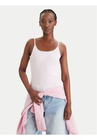 Tommy Jeans Top DW0DW22278 Różowy Slim Fit. Kolor: różowy. Materiał: bawełna #1