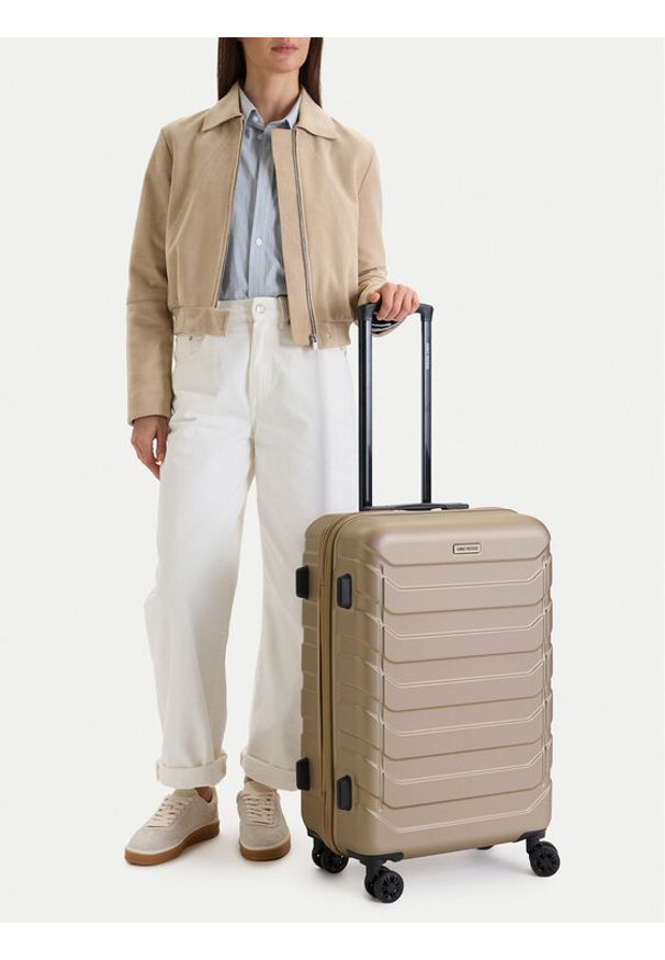 Gino Rossi - GINO ROSSI Walizka średnia GIN-M-002-05-GOLD Złoty. Kolor: złoty. Materiał: materiał