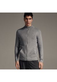 Reserved - Rozpinany sweter ze stójką - Szary. Typ kołnierza: kołnierzyk stójkowy. Kolor: szary #1
