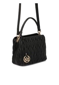 Kazar - Czarna torebka do ręki i na ramię z efektowną skórą. Kolor: czarny. Materiał: skórzane. Styl: wizytowy, casual, biznesowy. Rodzaj torebki: do ręki #4