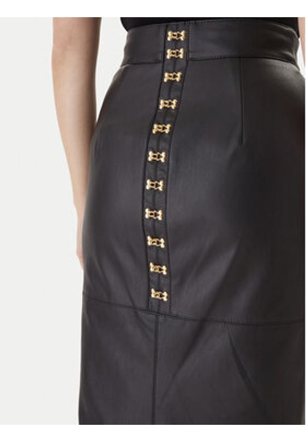 Elisabetta Franchi Spódnica z imitacji skóry GO-145-57E2 Czarny Regular Fit. Kolor: czarny. Materiał: syntetyk