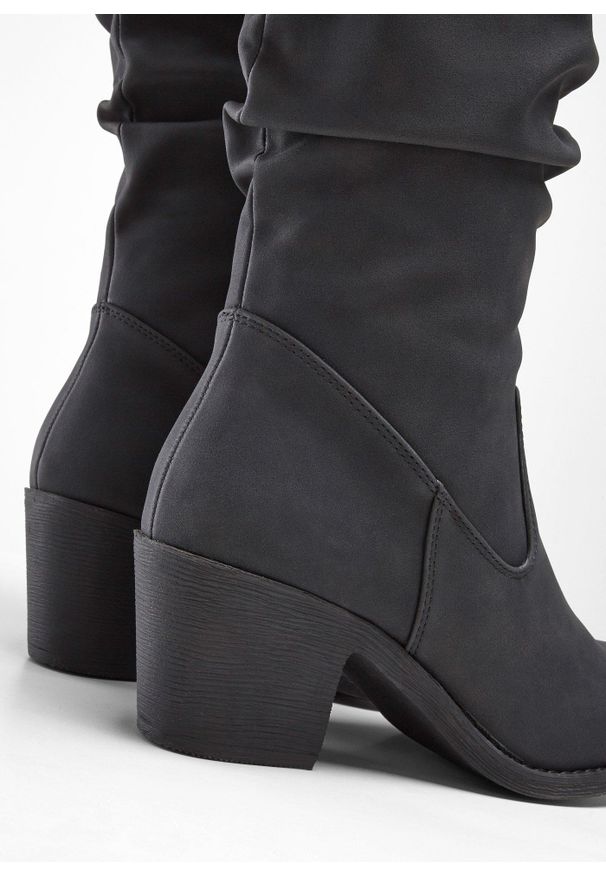 bonprix - Kozaki. Kolor: czarny. Obcas: na obcasie. Wysokość obcasa: średni