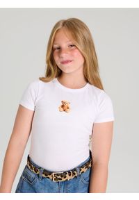 Sinsay - Bawełniana koszulka z nadrukiem - kremowy. Kolor: kremowy. Materiał: bawełna. Wzór: nadruk #1