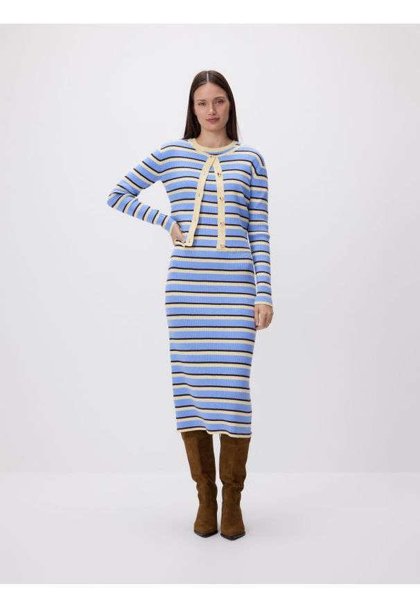 Reserved - Sukienka z kardiganem - wielobarwny. Materiał: tkanina, wiskoza