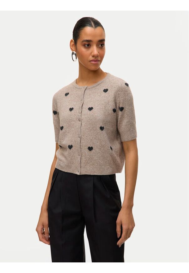 Vero Moda Kardigan Doffy 10330795 Beżowy Regular Fit. Kolor: beżowy. Materiał: syntetyk