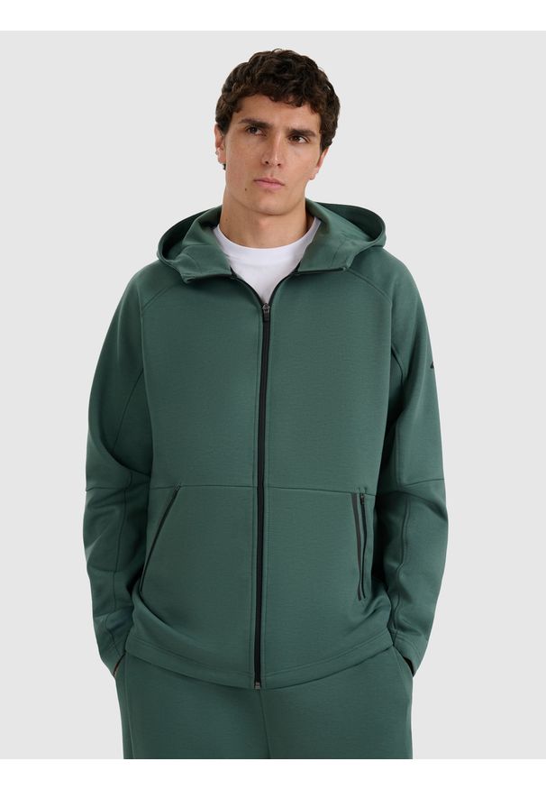 4f - 4F Bluza dresowa rozpinana z kapturem męska - zielona XL. Typ kołnierza: kaptur. Kolor: zielony. Materiał: dresówka