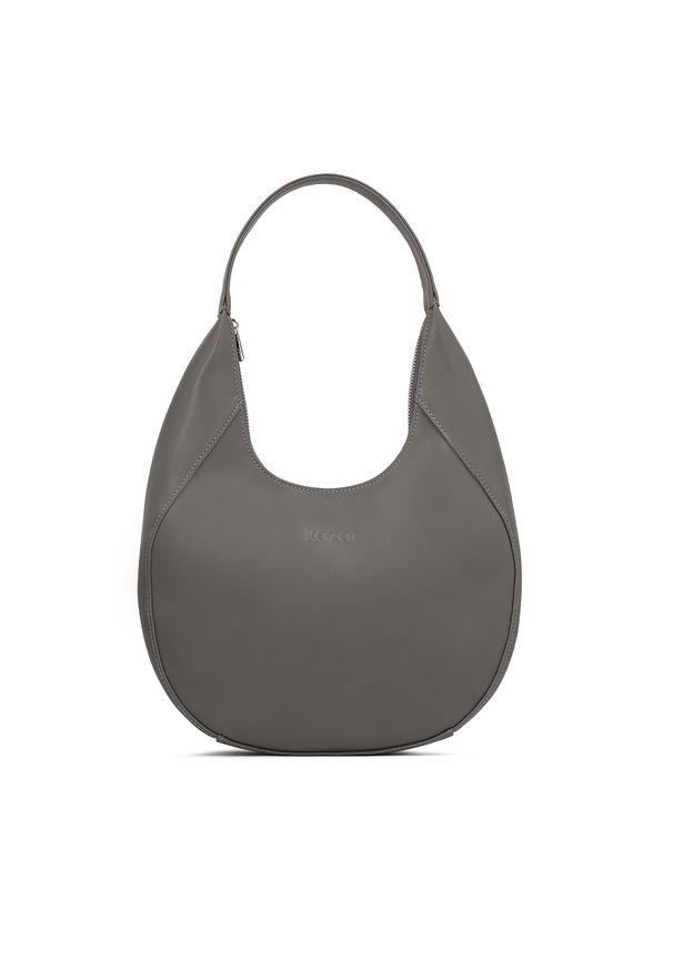 Kazar - Szara torebka na ramię w kształcie półksiężyca. Kolor: szary. Materiał: skórzane. Styl: klasyczny. Rodzaj torebki: na ramię