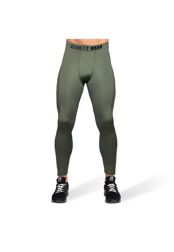 GORILLA WEAR - Legginsy fitness męskie Gorilla Wear Smart Tights. Kolor: brązowy, zielony. Sport: fitness