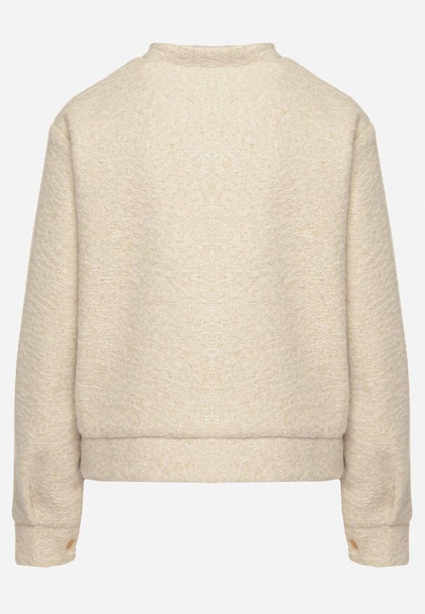 Born2be - Beżowa Kurtka Ocieplana z Suwakiem Nerelivia. Kolor: beżowy. Materiał: jeans. Wzór: aplikacja. Styl: elegancki