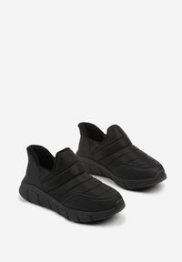 Born2be - Czarne Pikowane Sneakersy Śniegowce na Grubej Tłoczonej Platformie Verta. Okazja: na co dzień. Kolor: czarny. Materiał: jeans. Obcas: na platformie #7