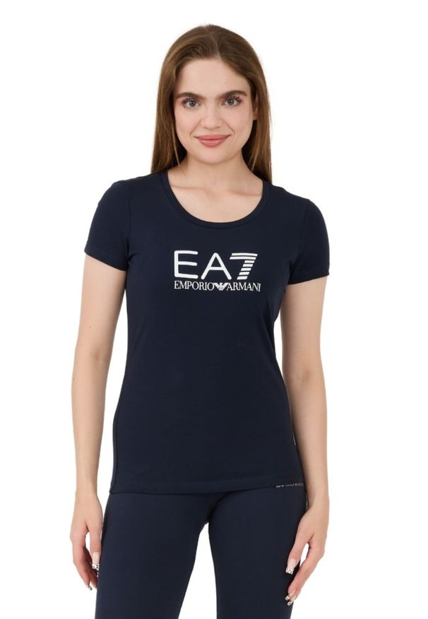 EA7 Emporio Armani - EA7 Granatowy damski t-shirt, Rozmiar XS. Kolor: niebieski