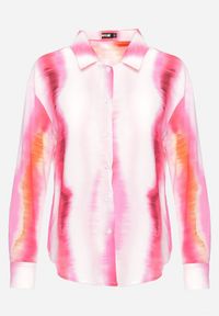 Born2be - Biało-Fuksjowa Koszula z Wzorem Tie-Dye Aranepia. Kolor: różowy #2
