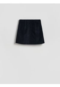 Reserved - Spódnica mini z przeszyciami - granatowy. Kolor: niebieski. Materiał: bawełna #1