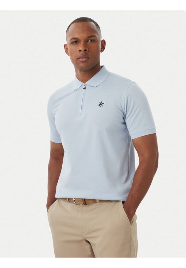 Beverly Hills Polo Club Polo M2734 Niebieski jasny Regular Fit. Typ kołnierza: polo. Kolor: niebieski. Materiał: bawełna