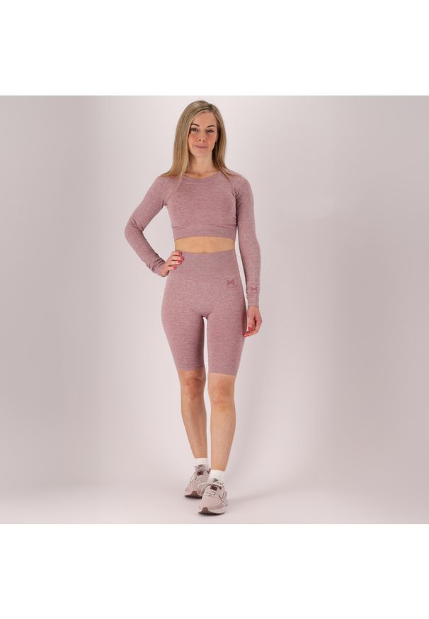 XTREME - Damski komplet sportowy - Krótki top - Różowy Krótki top damski. Kolor: różowy. Materiał: poliamid