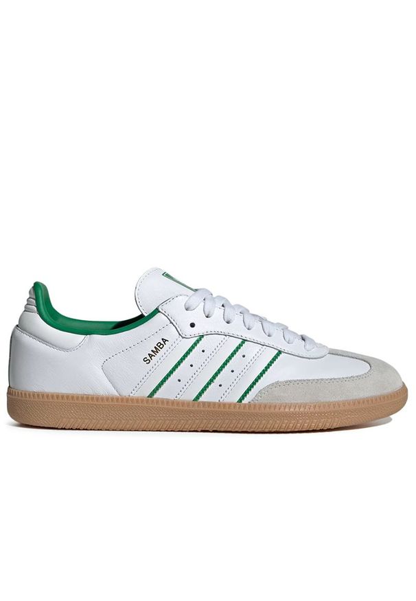 Adidas - Buty adidas Originals Samba OG JI2044 - białe. Okazja: na co dzień. Zapięcie: sznurówki. Kolor: biały. Materiał: skóra, guma, zamsz, syntetyk. Szerokość cholewki: normalna