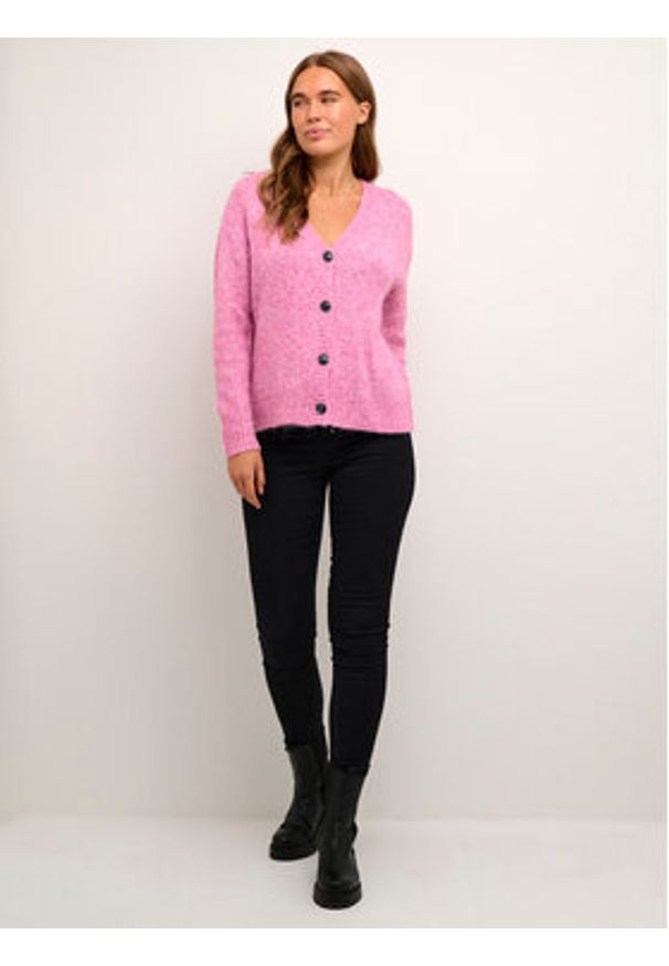 Kaffe Kardigan Zaroline 10507116 Różowy Boxy Fit. Kolor: różowy. Materiał: syntetyk