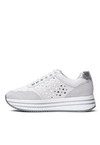 Geox - Sneakersy damskie białe GEOX D Kency WHT. Kolor: biały. Materiał: materiał. Sport: bieganie #5