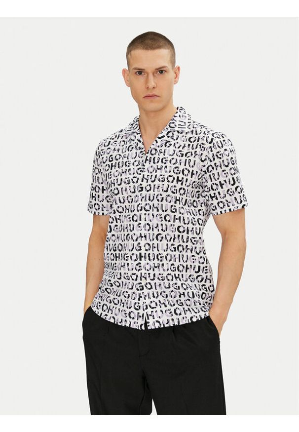 Hugo - HUGO Koszula Ellino 50539328 Czarny Relaxed Fit. Kolor: czarny. Materiał: bawełna