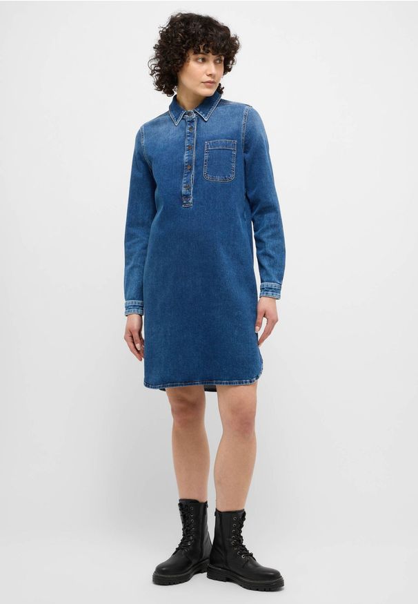 Damska Sukienka Mini Mustang Style Aloha Henley Dress Denim Blue 1015584 5000 701. Typ kołnierza: typu henley. Materiał: denim. Długość: mini
