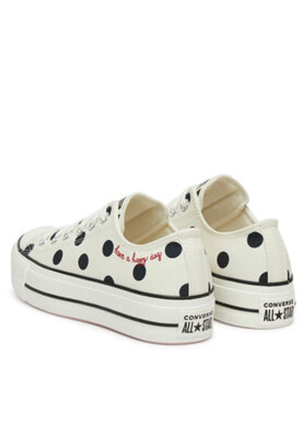 Converse Trampki Chuck Taylor All Star Lift Platform Polka Dots A10689C Beżowy. Kolor: beżowy. Materiał: materiał. Obcas: na platformie
