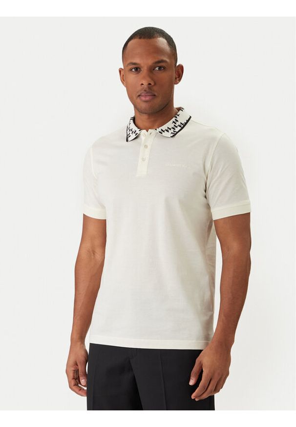 Karl Lagerfeld - KARL LAGERFELD Polo 745010 562200 Écru Regular Fit. Typ kołnierza: polo. Materiał: bawełna