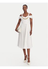 Elisabetta Franchi Sukienka koktajlowa AB-921-61E2-V590 Biały Regular Fit. Kolor: biały. Materiał: bawełna. Styl: wizytowy #3