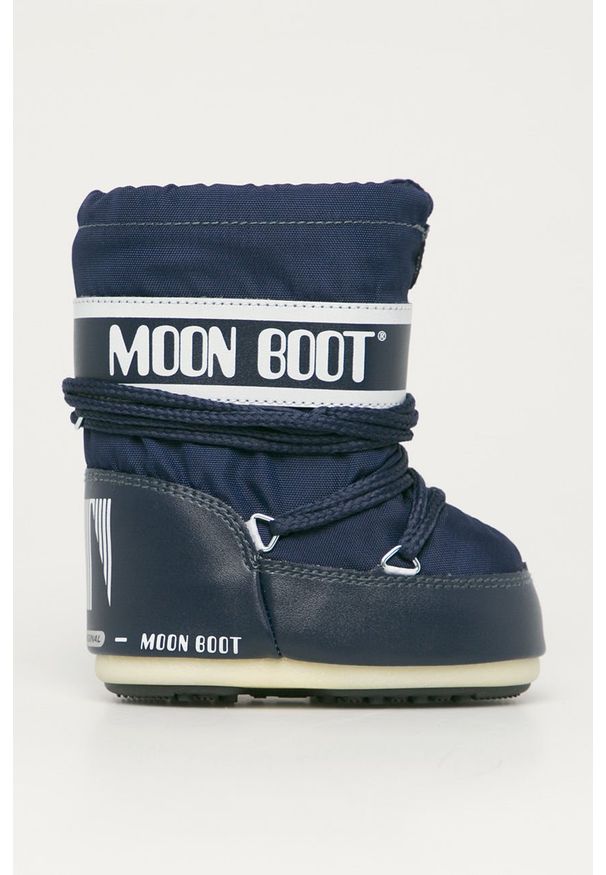 Moon Boot - Śniegowce dziecięce. Nosek buta: okrągły. Zapięcie: sznurówki. Kolor: niebieski. Materiał: syntetyk, materiał, skóra ekologiczna, guma. Szerokość cholewki: normalna. Sezon: zima