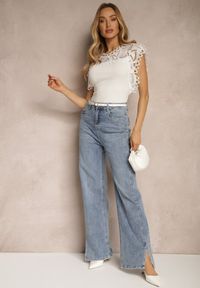 Renee - Biała Bluzka z Bawełny z Koronkowymi Wstawkami Nelivis. Okazja: na co dzień. Kolor: biały. Materiał: bawełna, koronka. Styl: wizytowy, klasyczny, casual
